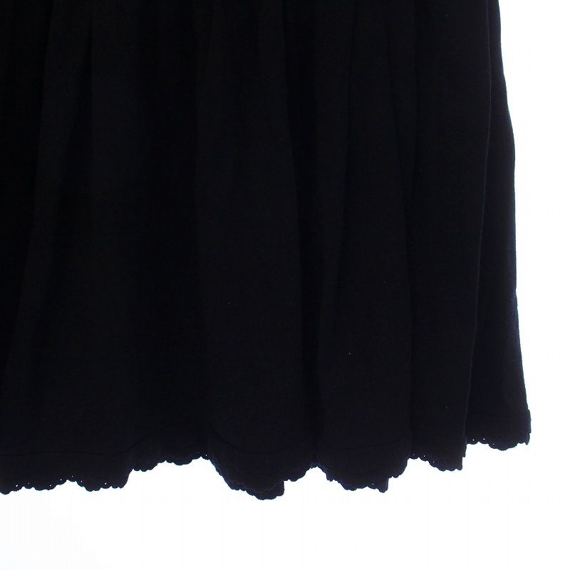 フォクシー FOXEY ニットスカート ギャザー フレア ミニ ロゴプレート