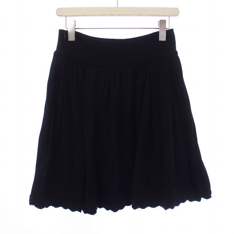 フォクシー FOXEY ニットスカート ギャザー フレア ミニ ロゴプレート