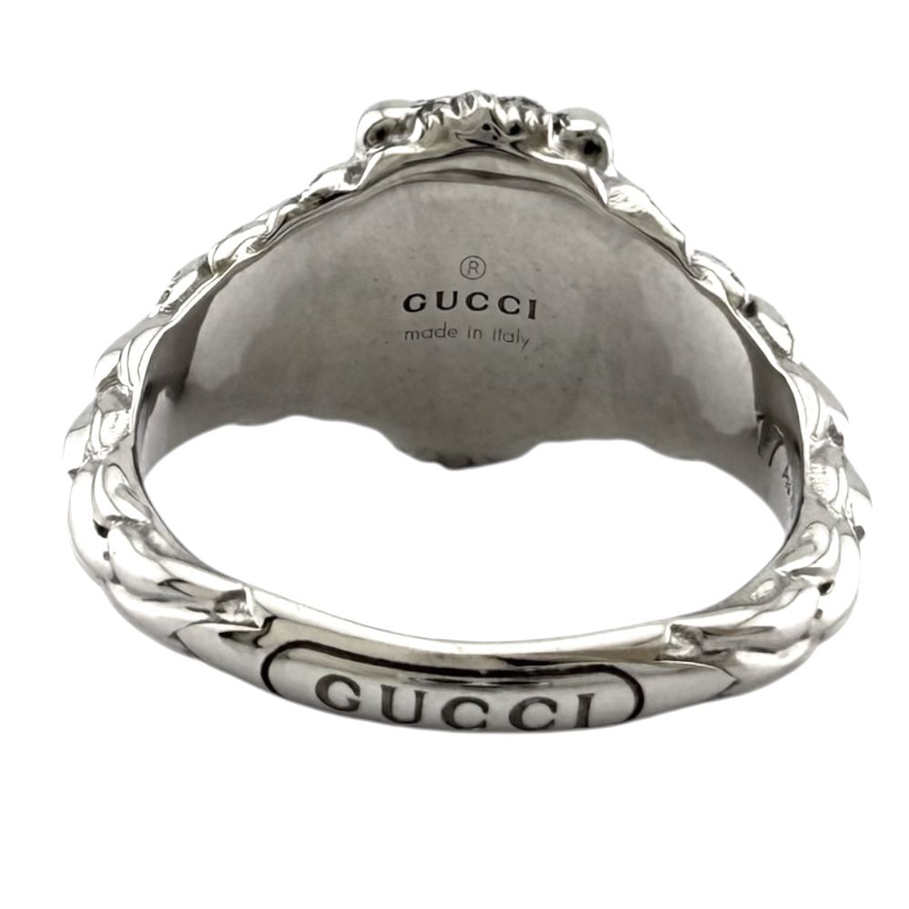 グッチ ライオンヘッド リング 指輪 16.5号 18金 K18ホワイトゴールド