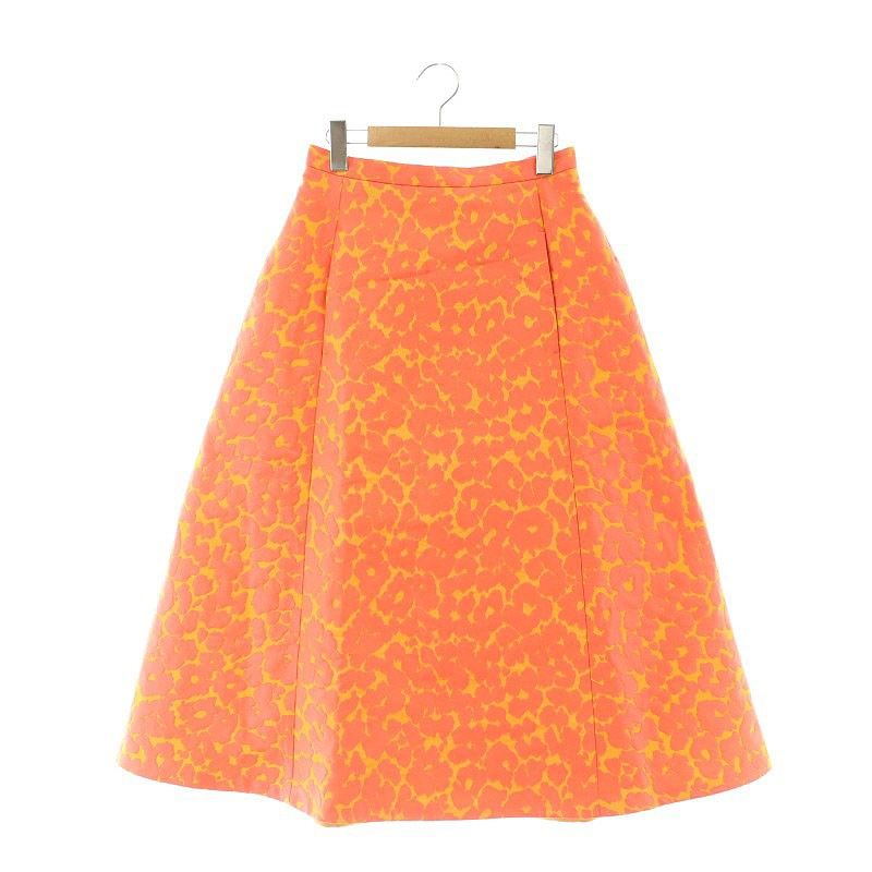 デザインワークス 近年モデル 膨れジャガードフ スカート ロング 36 ピンク オレンジ DF OS