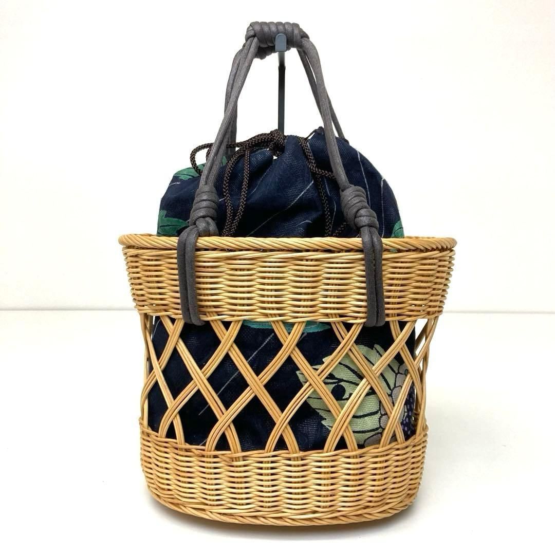着物と帯 時流 B 25758 s かごバッグ 大きいサイズ つばめ 巾着袋付き