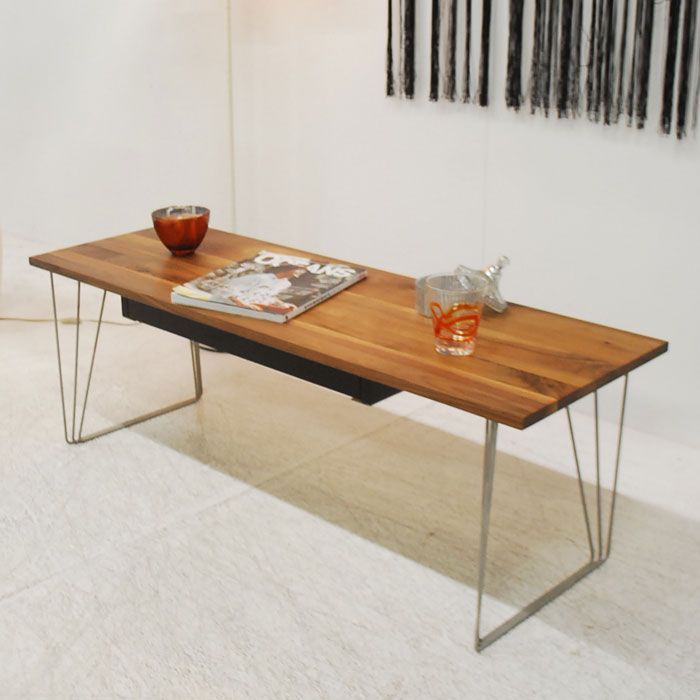 アウトレット 現品限り 一部 センターテーブル ウォールナット木材 ステンレス脚 新進スタイル オイル塗装 210701-アイル120 ct