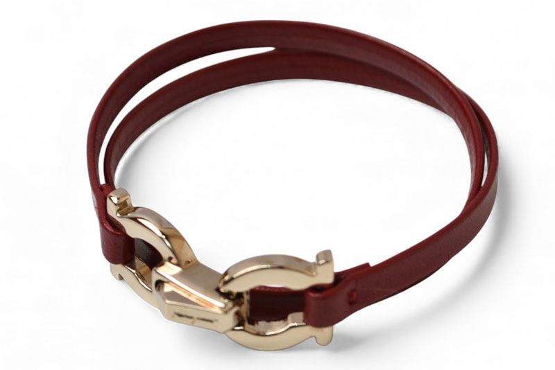 サルヴァトーレ フェラガモ ブレスレット バングル Salvatore Ferragamo GANCINO ガンチーニ レッド ゴールド
