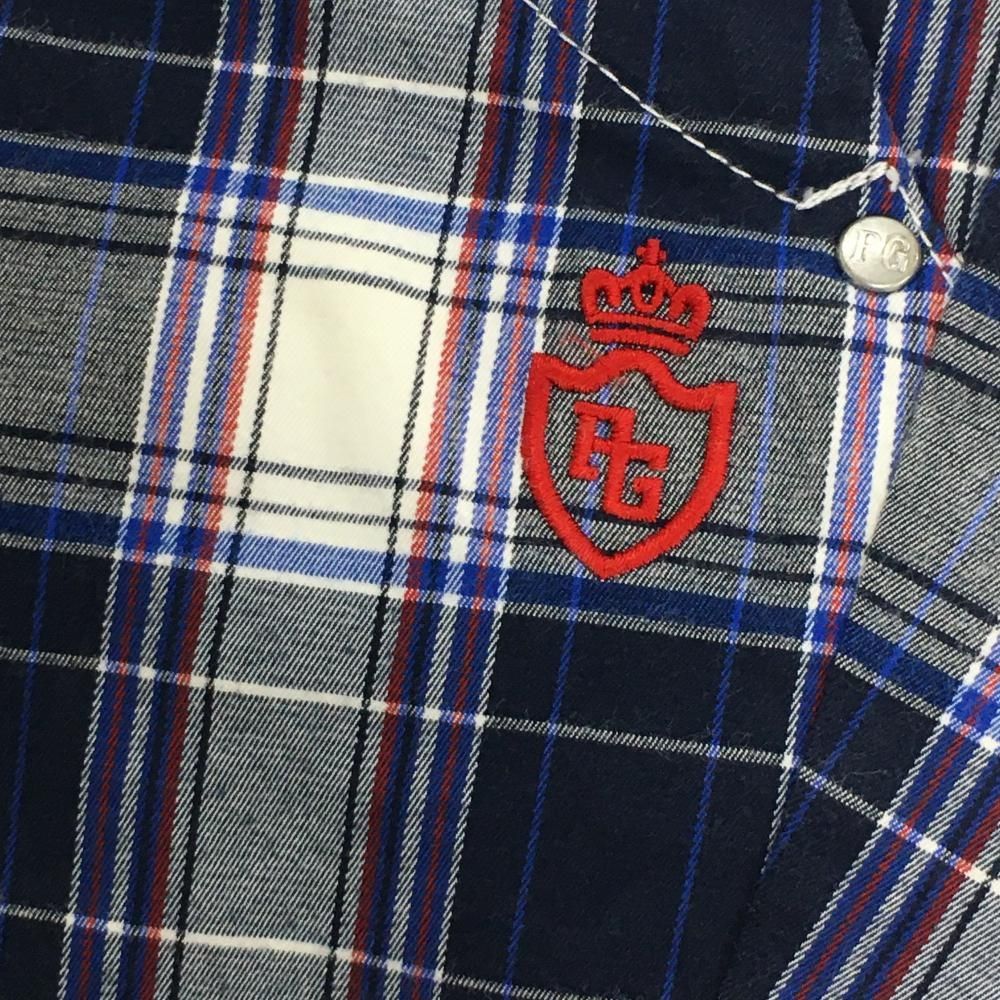 【美品】パーリーゲイツ パンツ ネイビー×白 チェック ストレッチ  レディース 0(S) ゴルフウェア PEARLY GATES