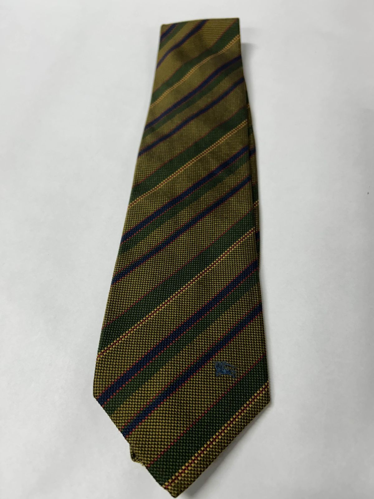 Burberrys バーバリー ネクタイ グリーン ストライプ ホースロゴ 刺繍