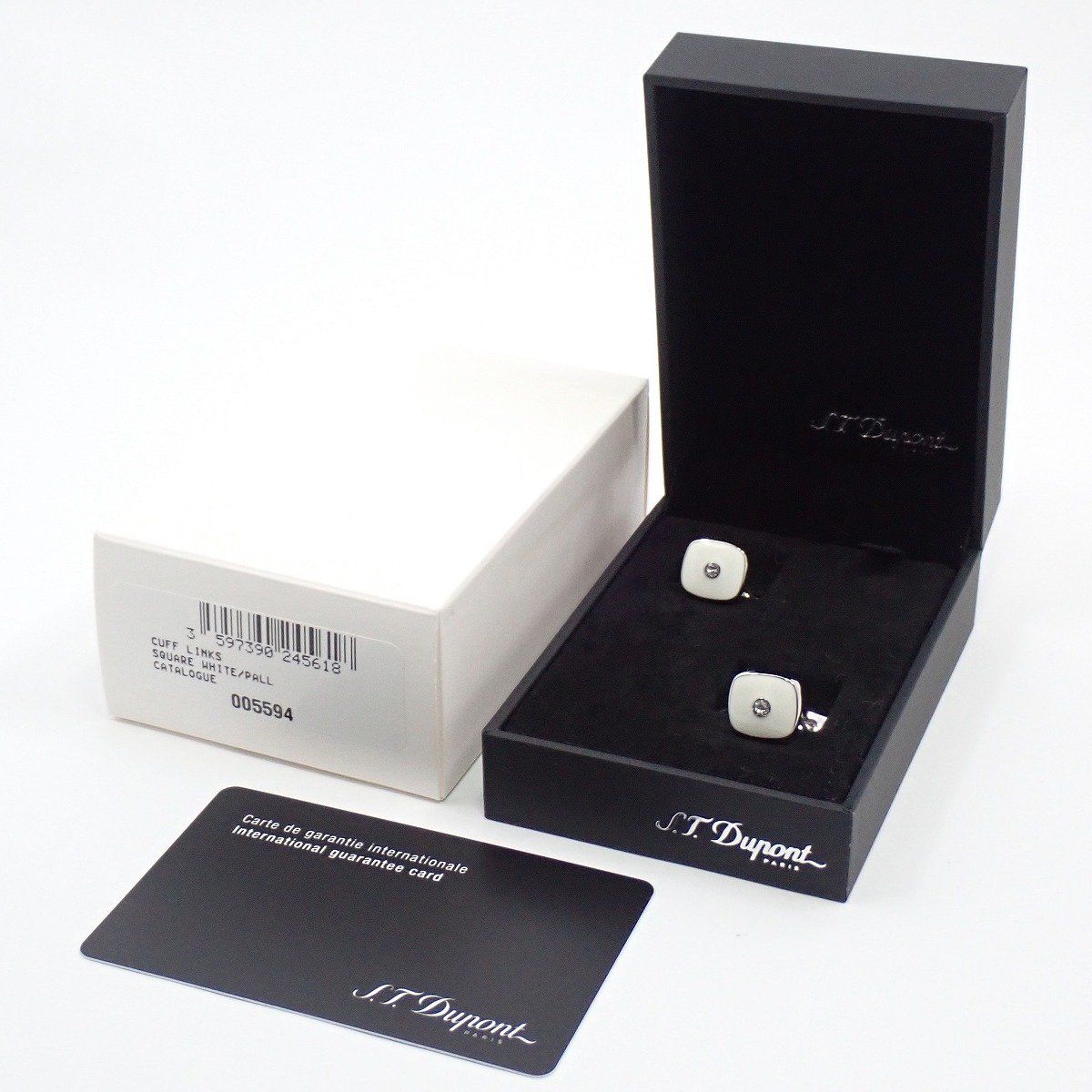 美品】S.T.Dupont デュポン スクエア カフス カフリンクス ホワイト