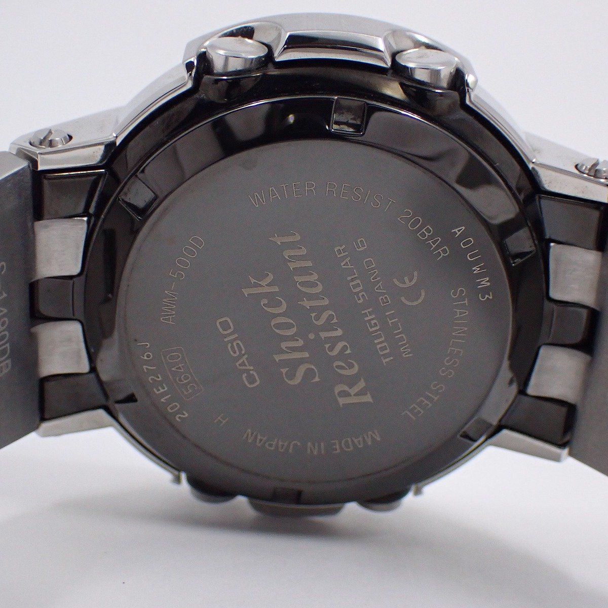  カシオ G SHOCK 海外モデル フルメタル アナデジ ソーラー電波 メンズ 腕時計 シルバー文字盤 SSベルト AWM 500 D 1 A 8 DR 腕時計(クォーツ) 腕時計(アナログ)