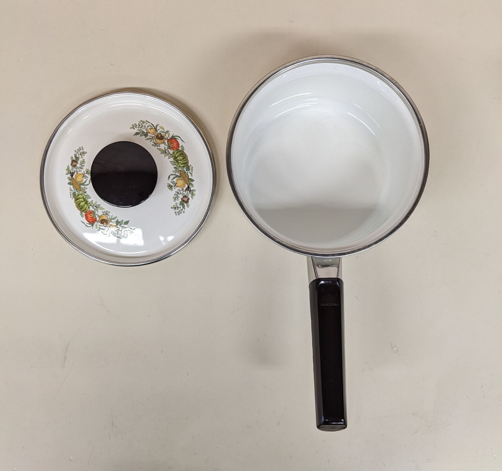 箱なしデッドストック】昭和レトロ マルビシホーロー 片手鍋 ラ