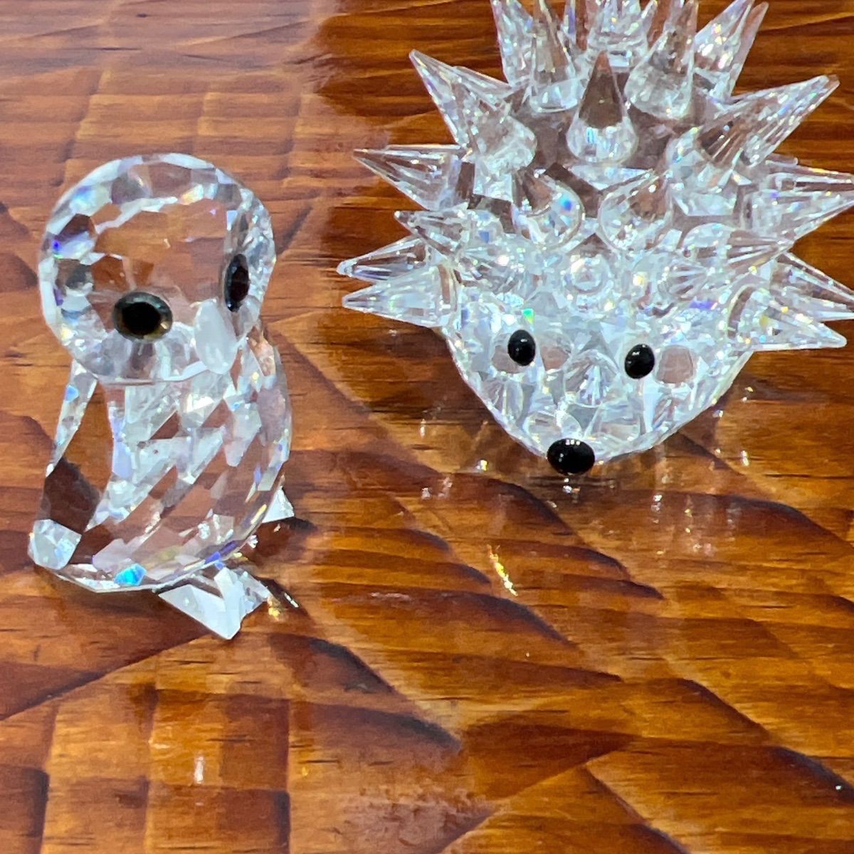 SWAROVSKI スワロフスキー フクロウ・ハリネズミ オブジェ・置物 2個