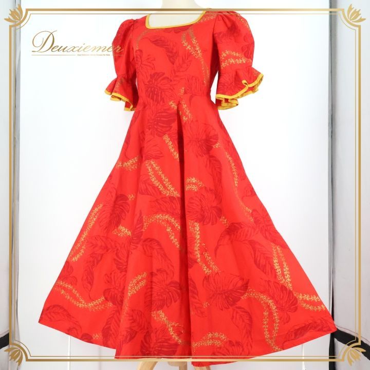 フラダンス 衣装 ワンピース ドレス レッド系 アロハスタンダード 日本