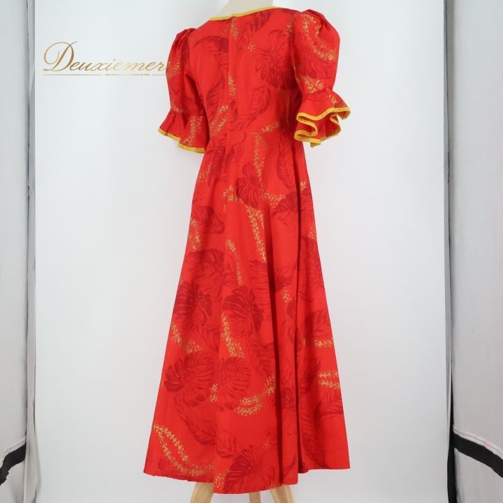 フラダンス 衣装 ワンピース ドレス レッド系 アロハスタンダード 日本