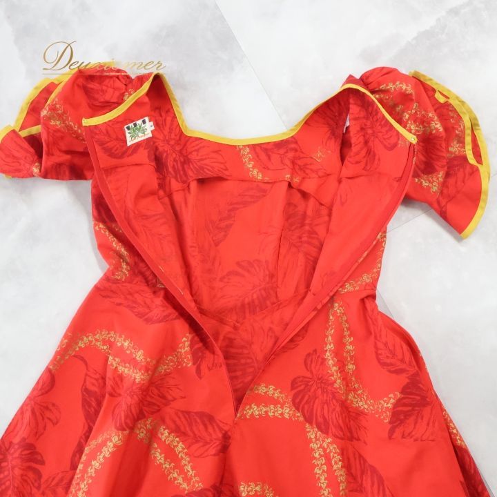 フラダンス 衣装 ワンピース ドレス レッド系 アロハスタンダード 日本