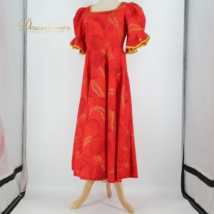 フラダンス 衣装 ワンピース ドレス レッド系 アロハスタンダード 日本