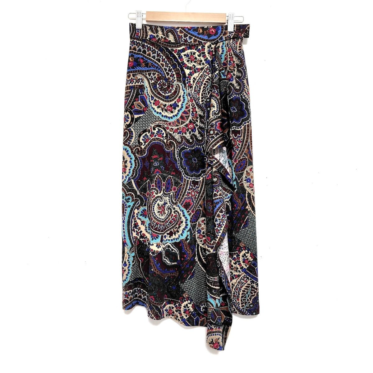 KENZO ケンゾー 巻きスカート サイズ2 M レディース - ボルドー×ベージュ×マルチ ロング ペイズリー柄