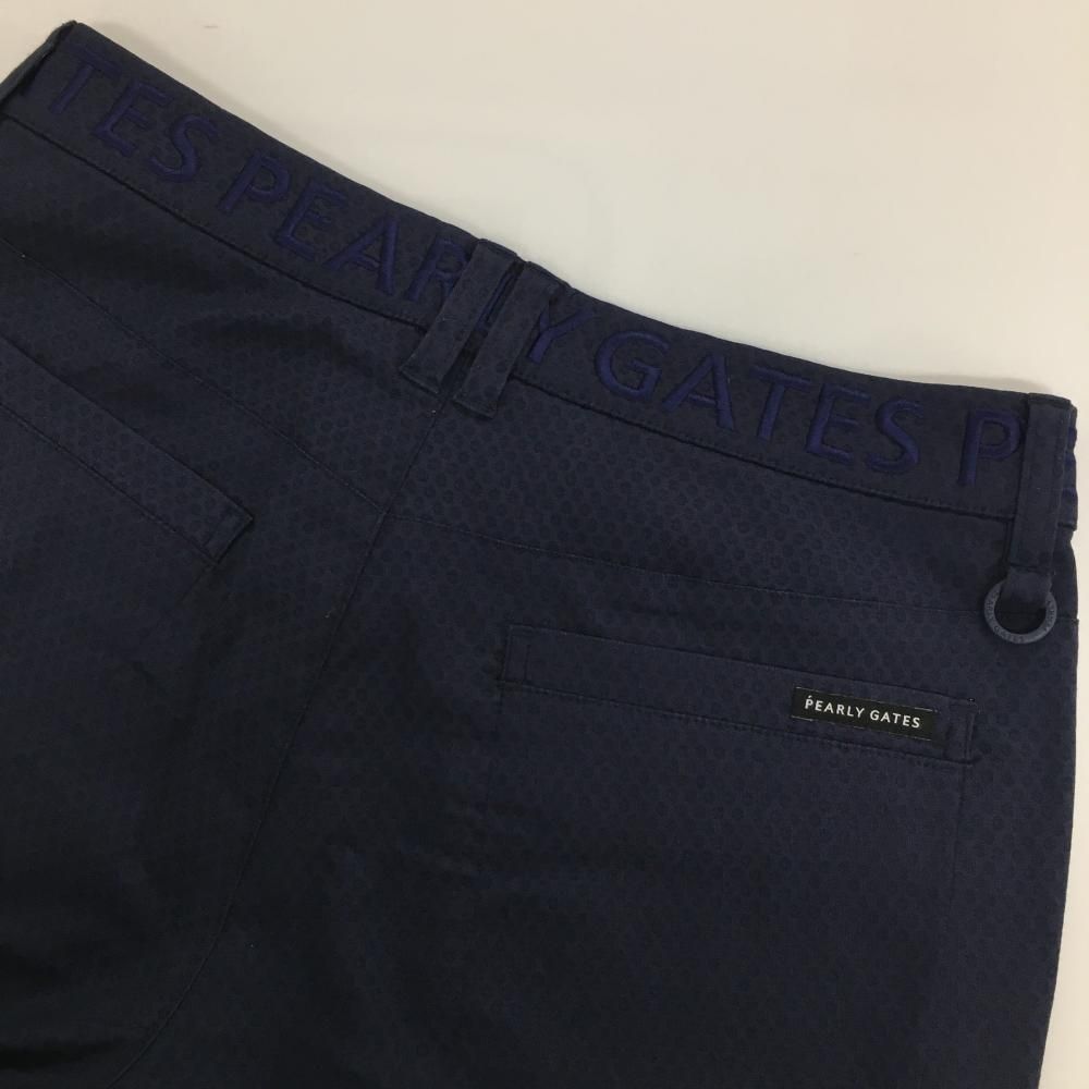超美品】パーリーゲイツ パンツ ネイビー 地模様 ウエストロゴ