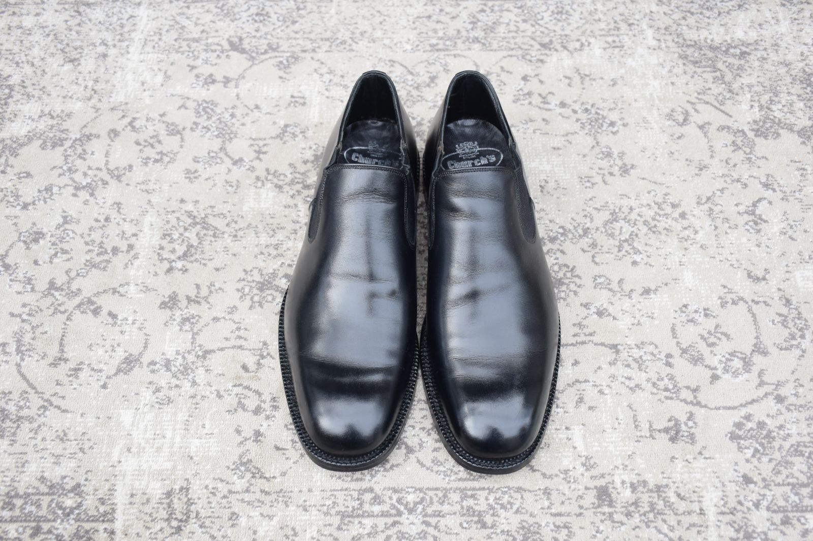 Church s チャーチ Sidegoa サイドゴア セミスクエア プレーン ローカット 黒 ブラック 80 F UK 8 26 5 cm W 3419