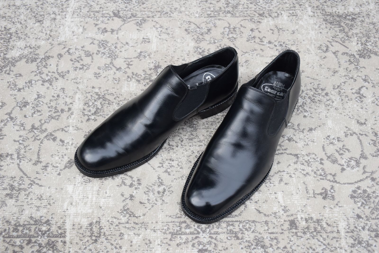 Church s チャーチ Sidegoa サイドゴア セミスクエア プレーン ローカット 黒 ブラック 80 F UK 8 26 5 cm W 3419