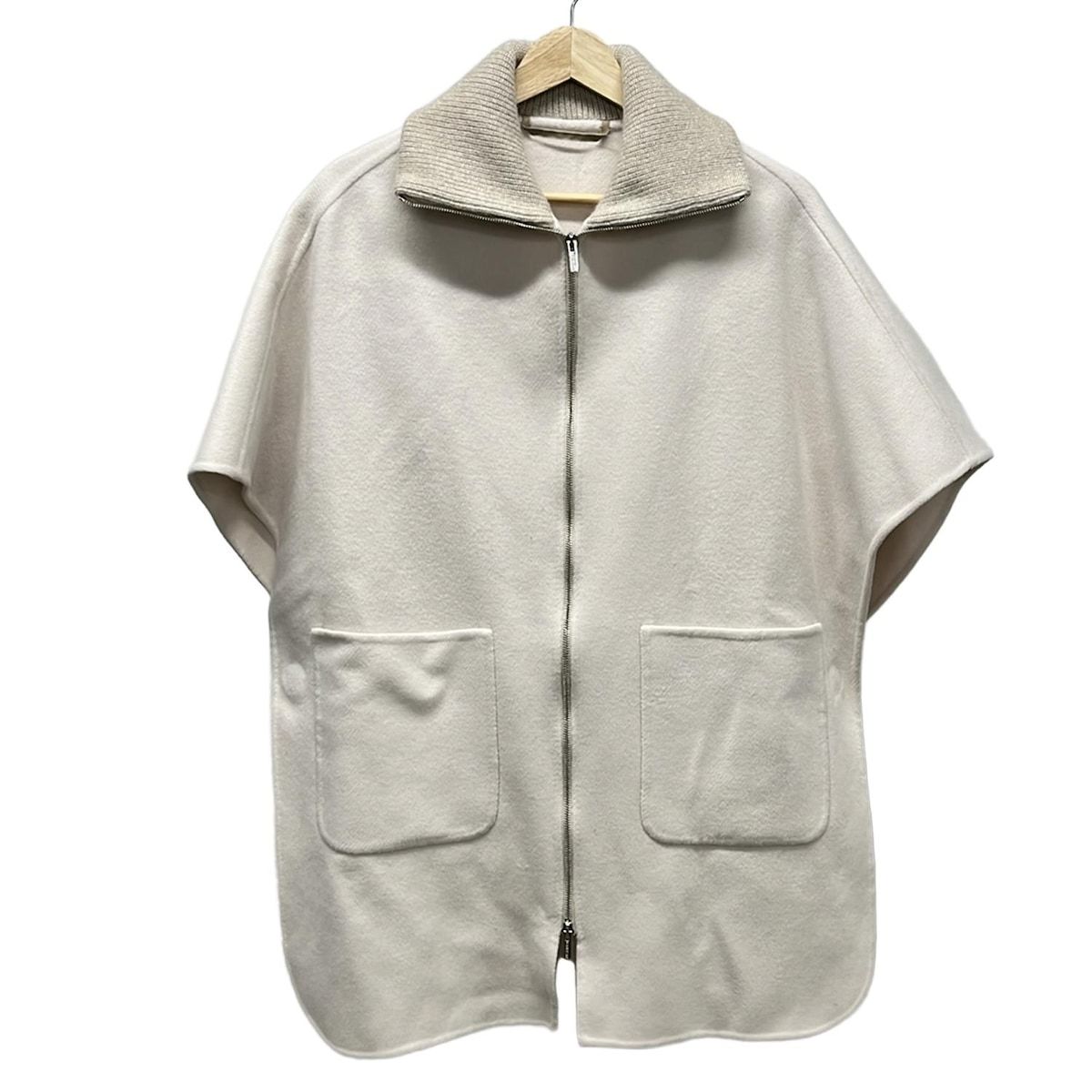 ペゼリコ ポンチョ サイズ40 M レディース ライトベージュ ベージュ ラメ ジップアップ 秋 冬