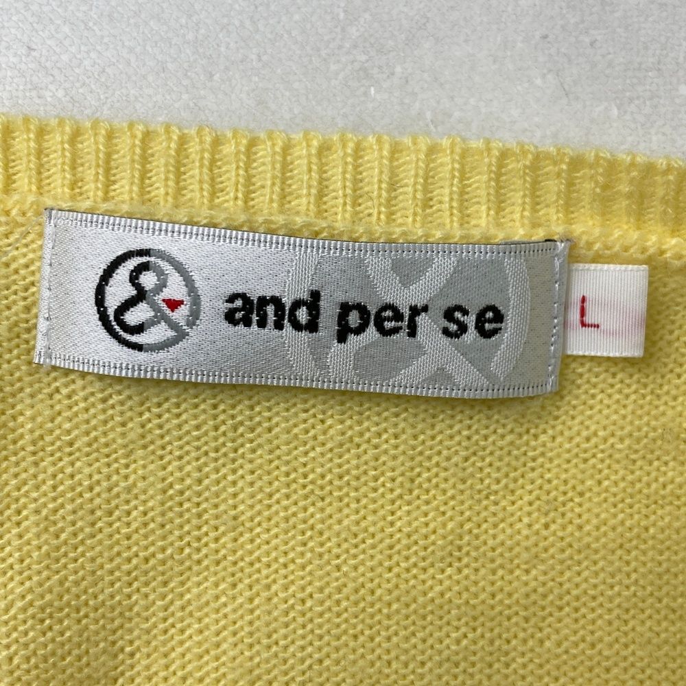 サイズ：L AND PER SE アンパスィ ニットセーター ロゴ イエロー系