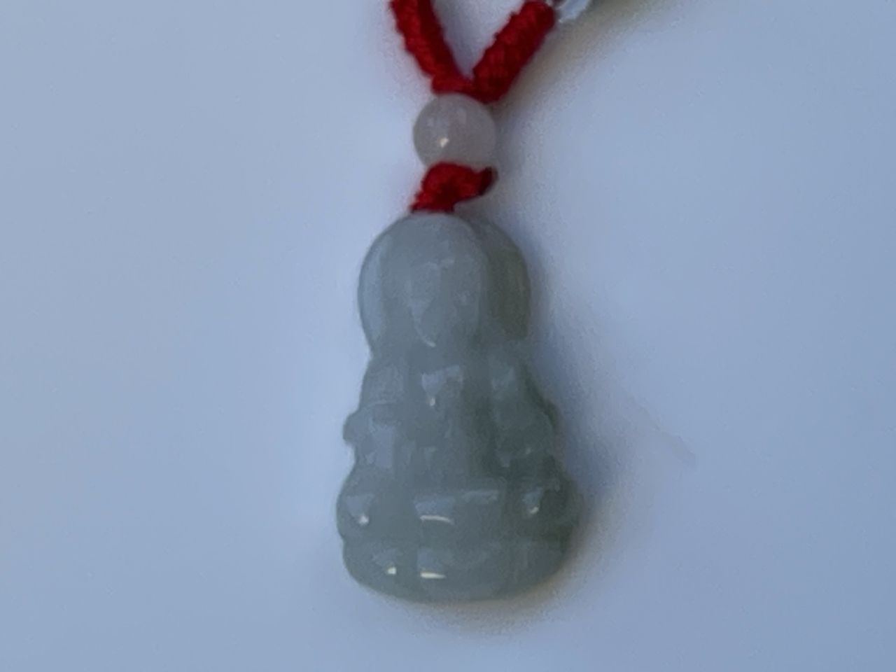 金運アップ 天然玉 ネフライト 軟玉 翡翠 観音像 ネックレス-薄色