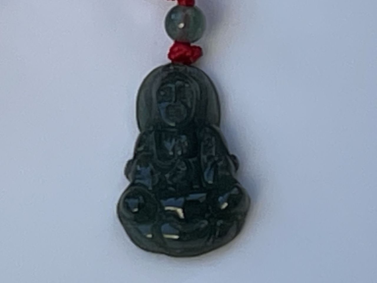 金運アップ 天然玉 ネフライト 軟玉 翡翠 観音像 ネックレス ZZ34