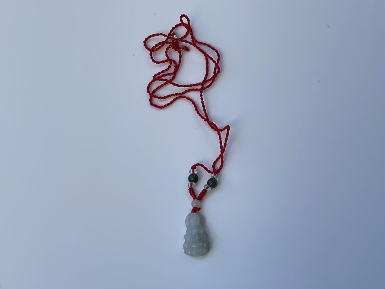 金運アップ 天然玉 ネフライト 軟玉 翡翠 観音像 ネックレス-薄色