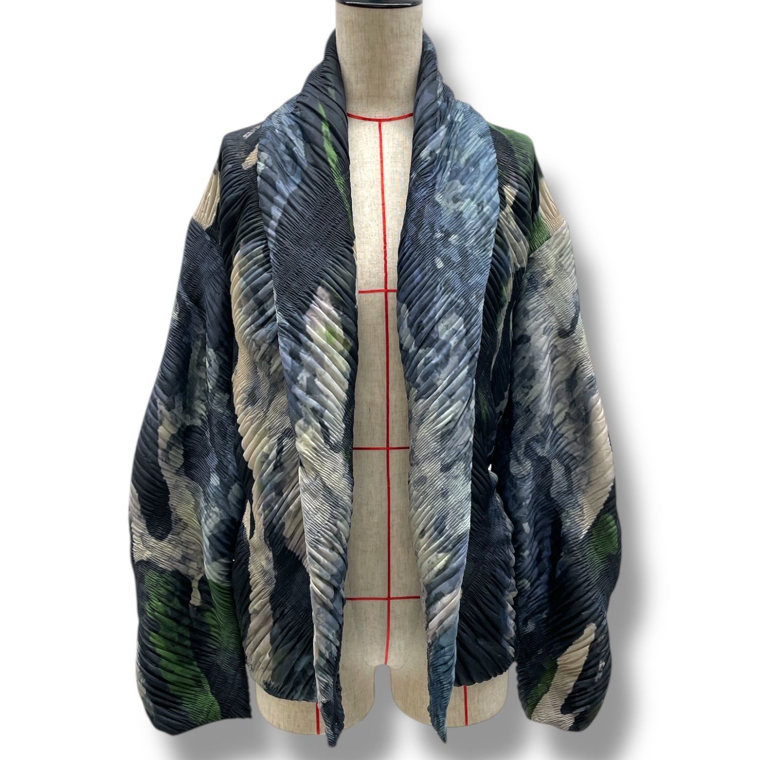 ADOLFO アドルフォドミンゲス プリーツジャケット 羽織り カモフラージュ柄 バックリボン ギャザー マルチ レディース 通年 ゴーゴー古着マルイファミリー 16 No.288