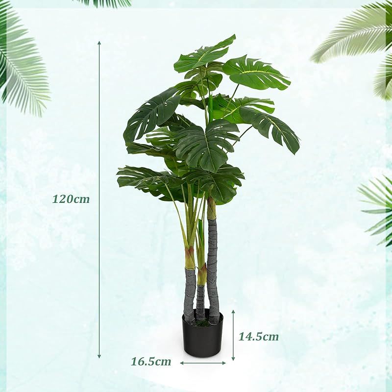 彡 観葉植物 フェイク モンステラ 120 cm フェイクグリーン 人工観葉植物 大型 フェイク植物 造花 インテリア 室内 屋外対応 水やり不要 枯れない 盆栽植物 装飾 玄関 オフィス 商店街 幸願う 新築祝い