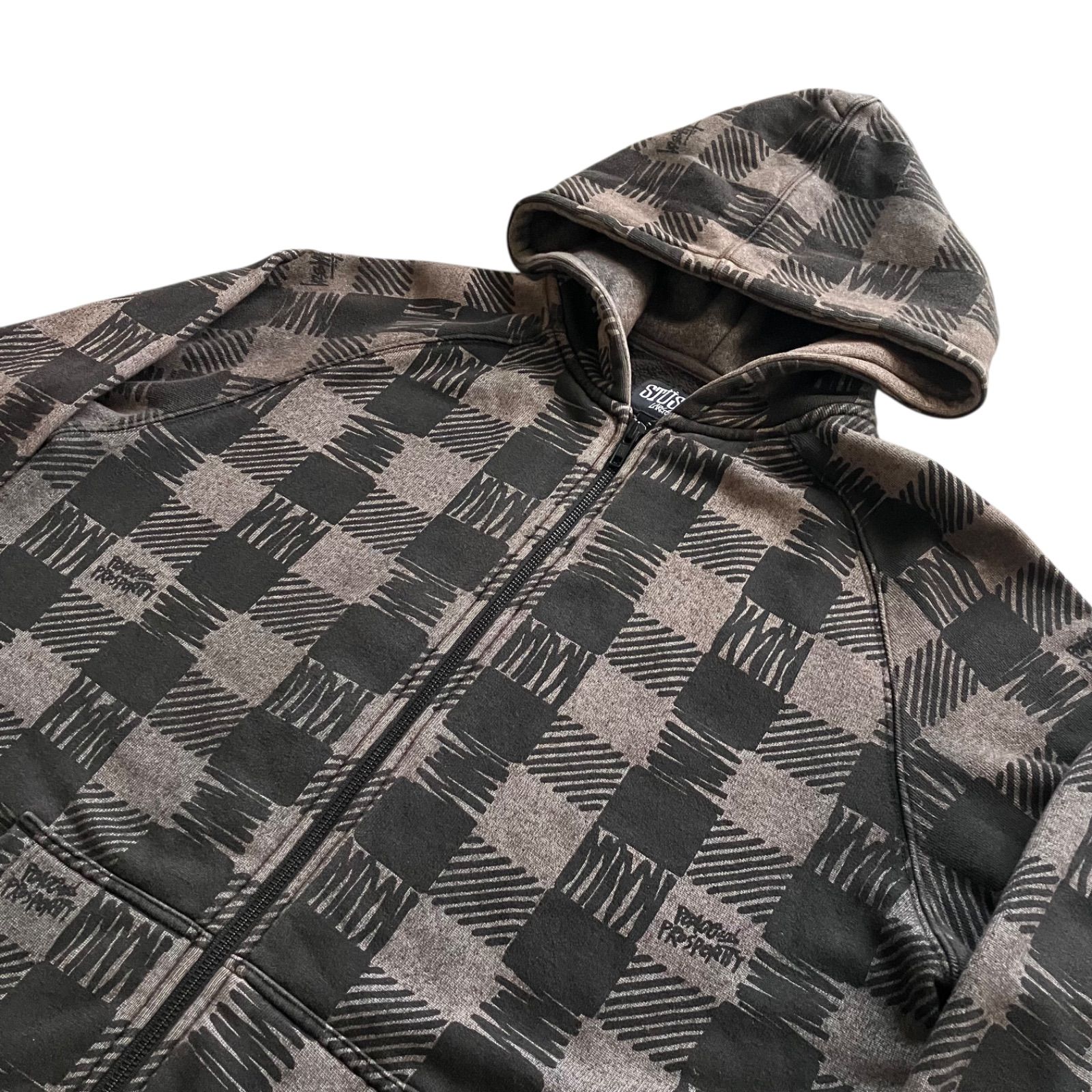 00s old stussy フルジップパーカー ステューシー 総柄 パーカー L