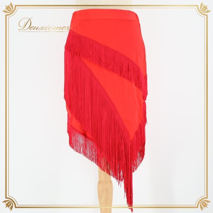 社交ダンス 衣装 スカート レッド系 チャコット Chacott 赤 フリンジ