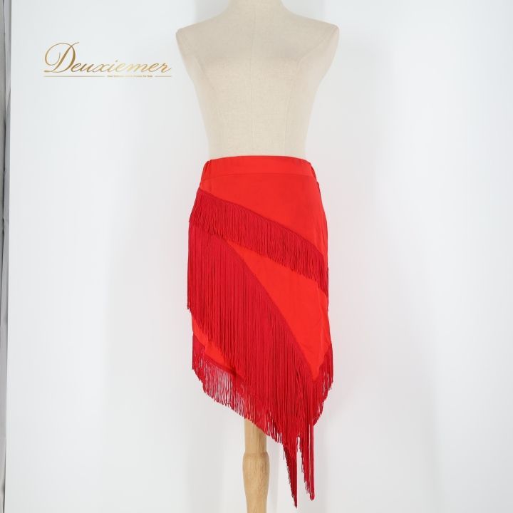 社交ダンス 衣装 スカート レッド系 チャコット Chacott 赤 フリンジ