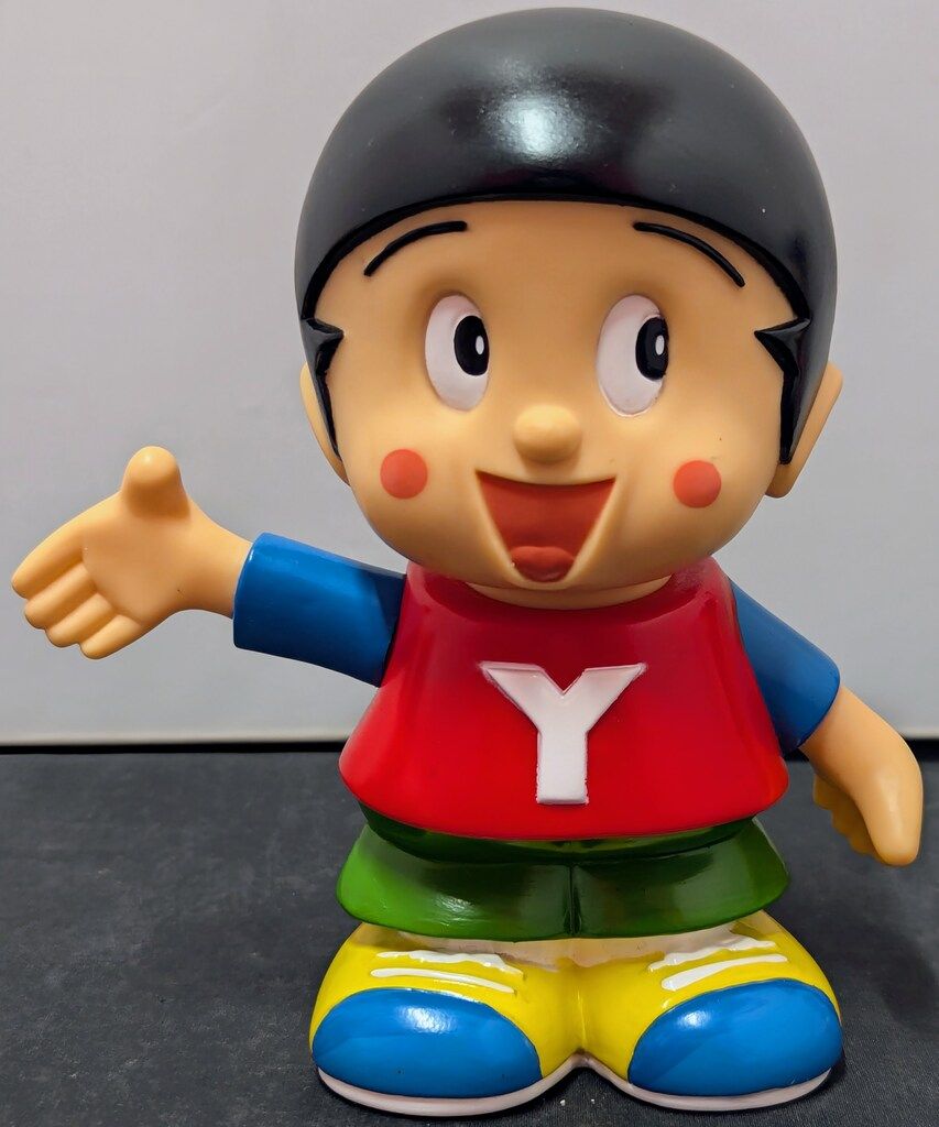 ヤンマー ソフビ貯金箱 ヤン坊マー坊マスコット人形/足裏名前表記