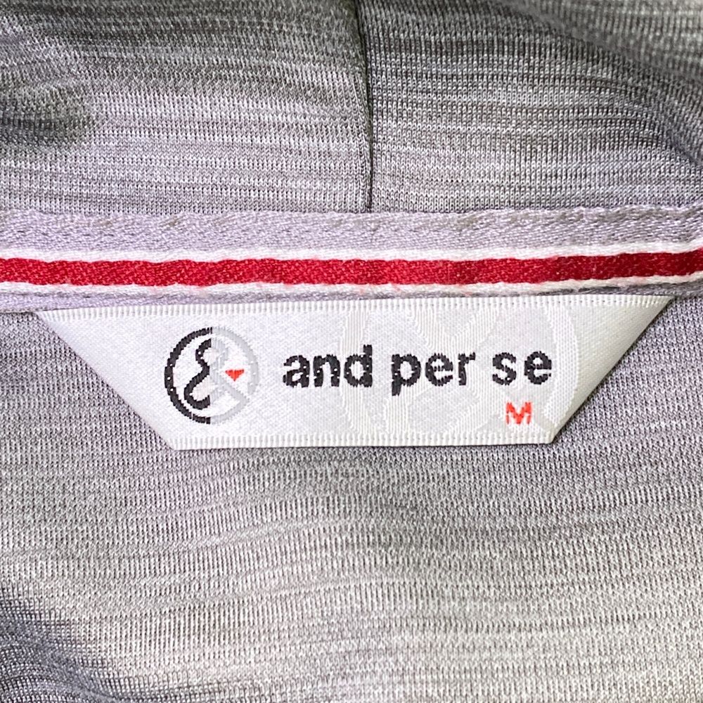 サイズ：M AND PER SE アンパスィ ハーフジップ 長袖パーカー グレー系