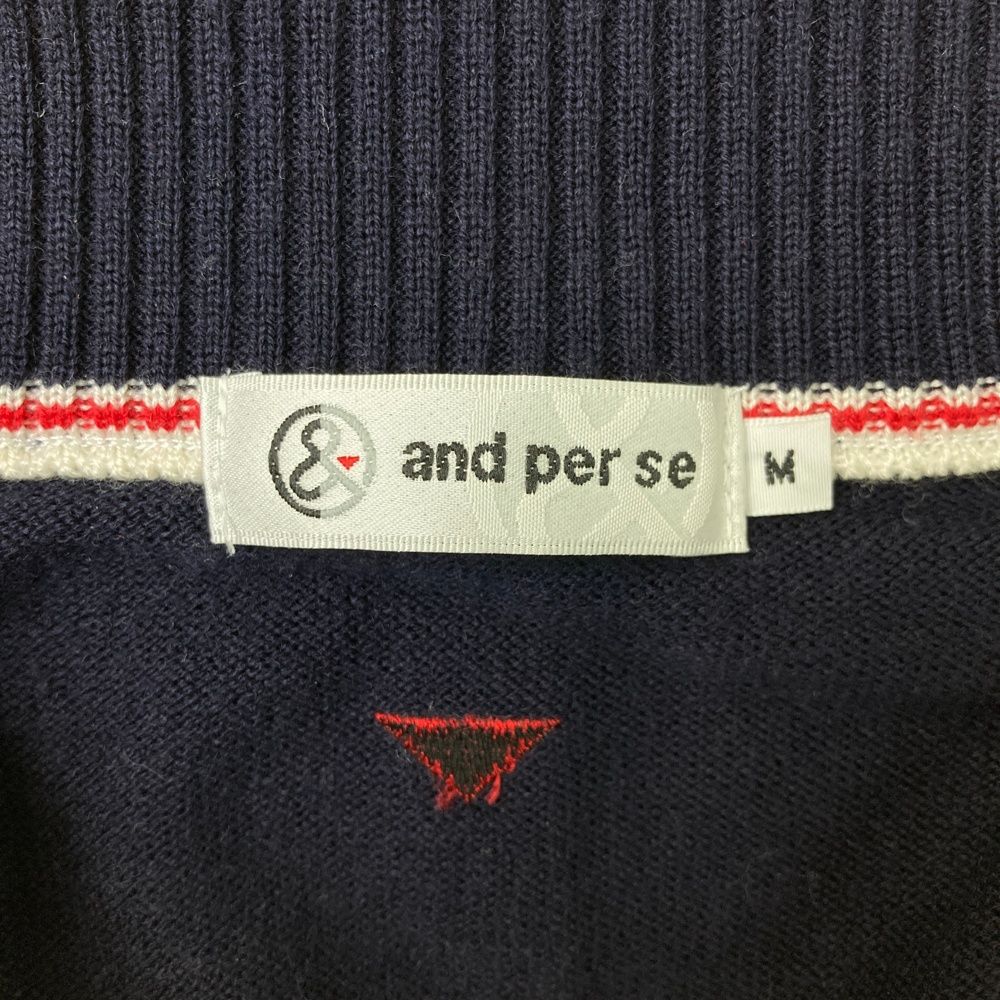 サイズ：M AND PER SE アンパスィ ウール混 ハーフジップ ニット