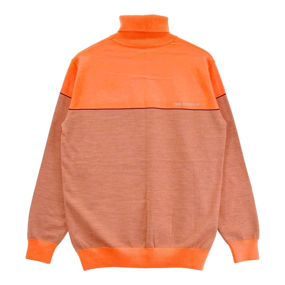 サイズ 5 BALANCE GOLF ニュー ンス ハイネック 長袖 ニットセーター ボーダー柄 オレンジ系 ゴルフウェア メンズ ストスト