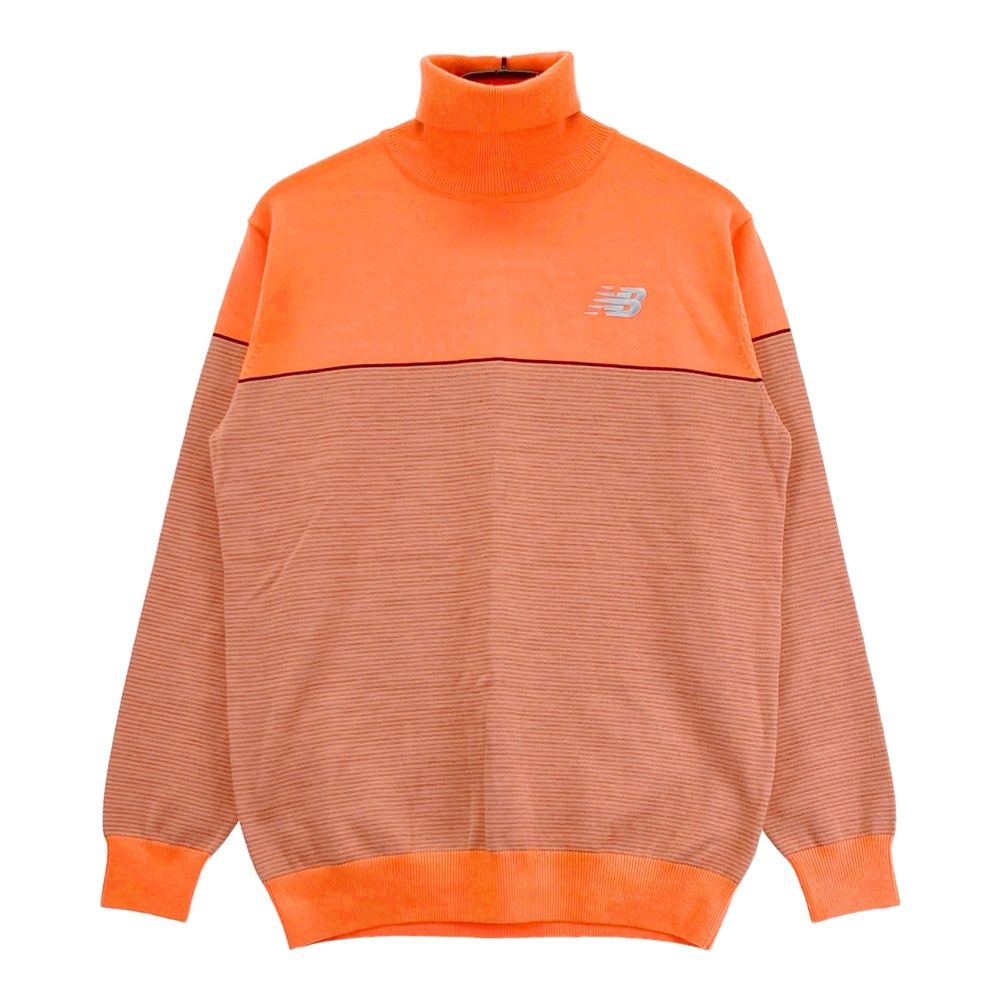 サイズ 5 BALANCE GOLF ニュー ンス ハイネック 長袖 ニットセーター ボーダー柄 オレンジ系 ゴルフウェア メンズ ストスト