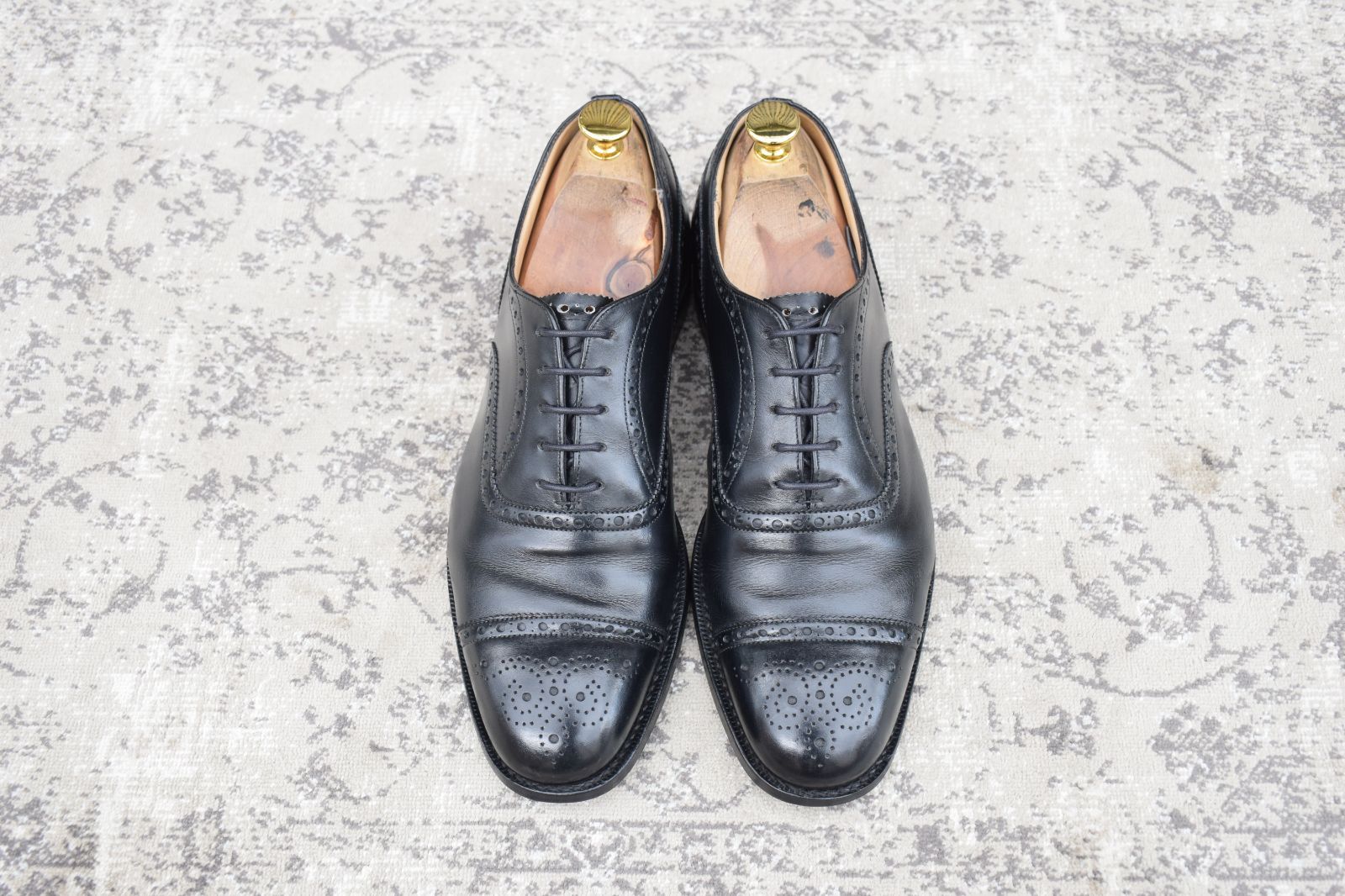 リフト交換済み Church s チャーチ Diplomat ディプロマット フルブローグ ストレート 内羽根 黒 ブラック UK 7 5 26 cm W 3423