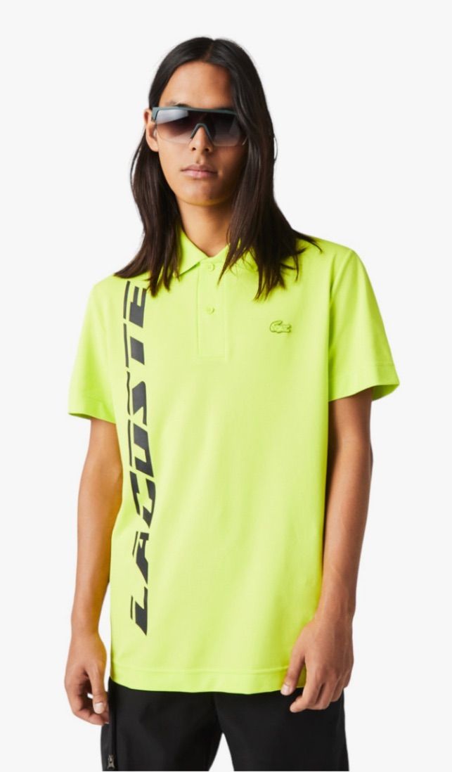 LACOSTE ラコステ ポロシャツ エコ 鹿の子地スポーツポロシャツ ワニロゴワッペン ネオンイエロー ビックロゴ S