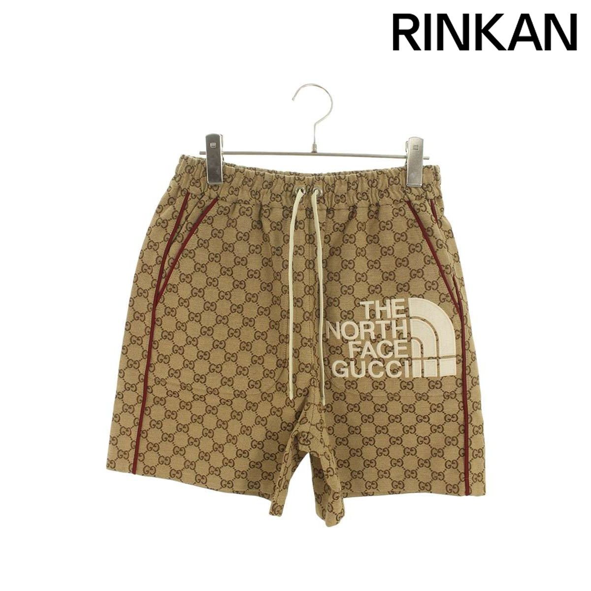 グッチ ノースフェイス THE NORTH FACE 672396 総柄ロゴ刺繍ハーフパンツ メンズ XS
