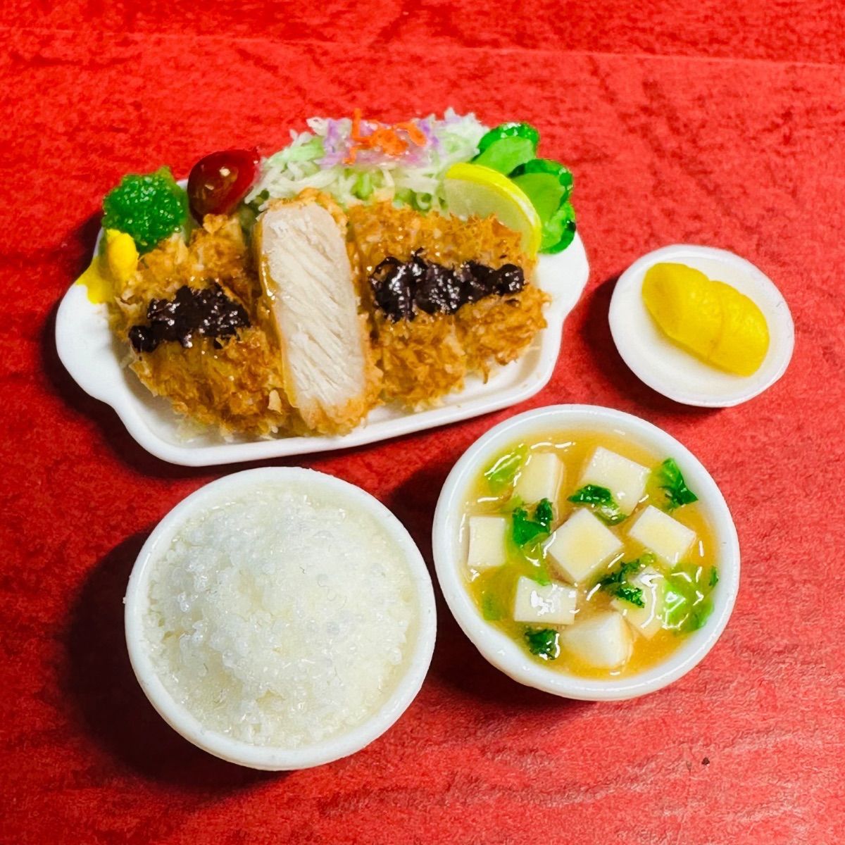 860トンカツセット⭐️ミニチュアフード ドールハウスおもちゃ ドール