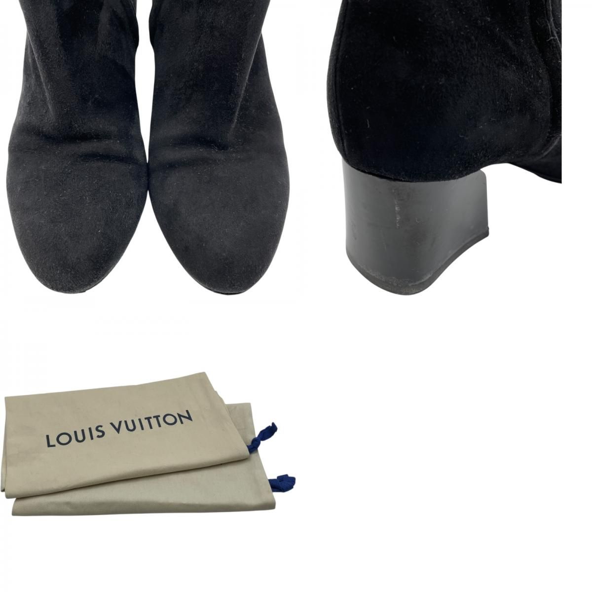 ルイ・ヴィトン LOUIS VUITTON スエードショートブーツ ブラック