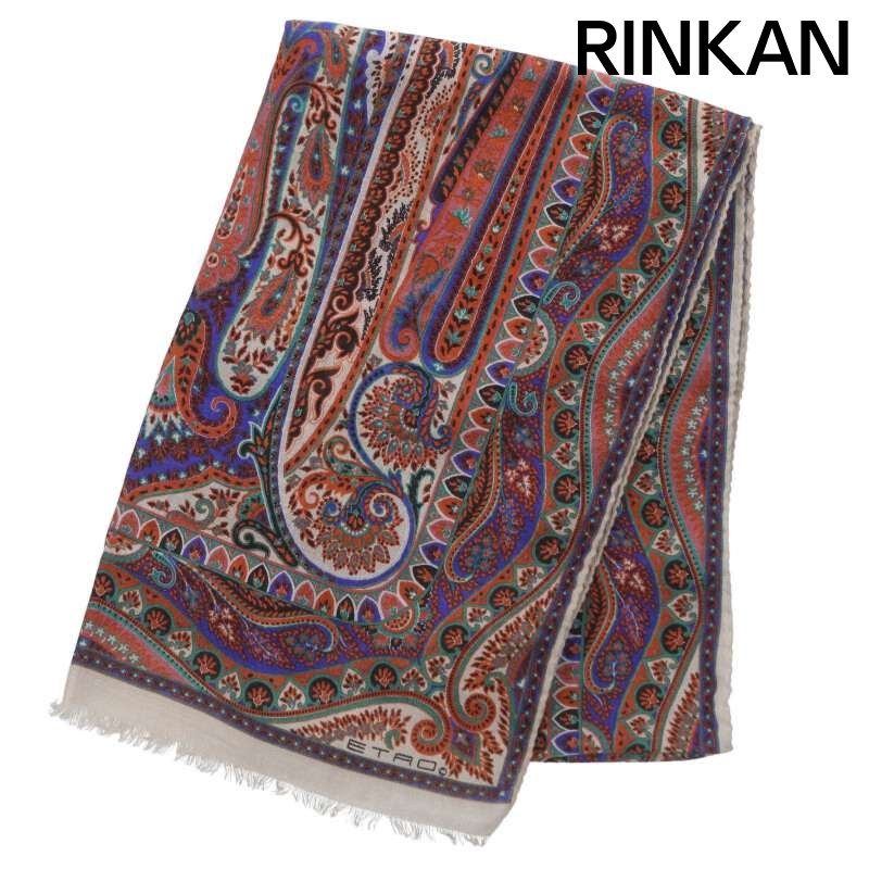 エトロ ペイズリー柄シルク混ウールストール メンズ