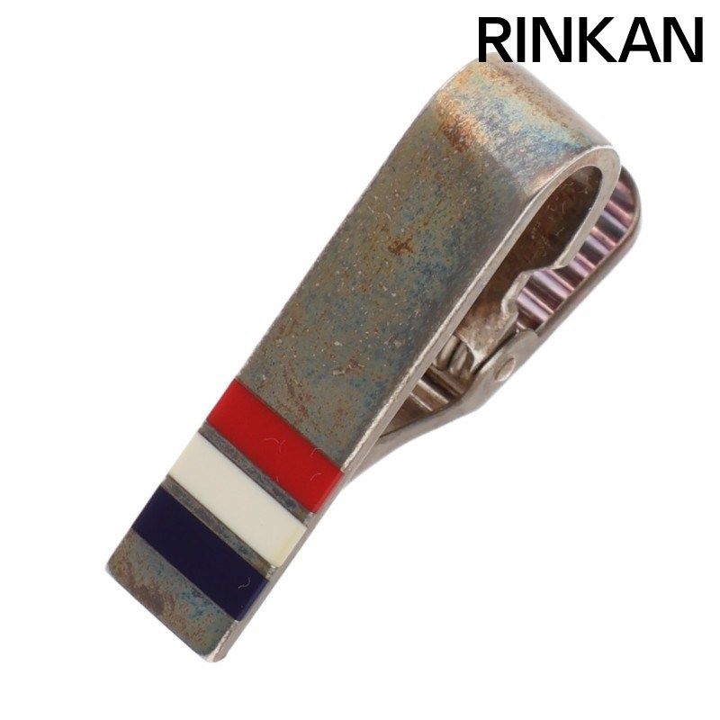 トムブラウン シルバーエナメルストライプショートタイバーネクタイピン メンズ