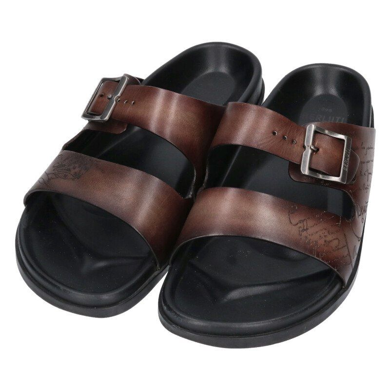 ベルルッティ 55076 カリグラフィ レザー ストラップサンダル メンズ