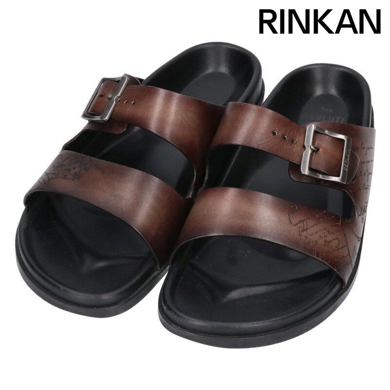 ベルルッティ 55076 カリグラフィ レザー ストラップサンダル メンズ