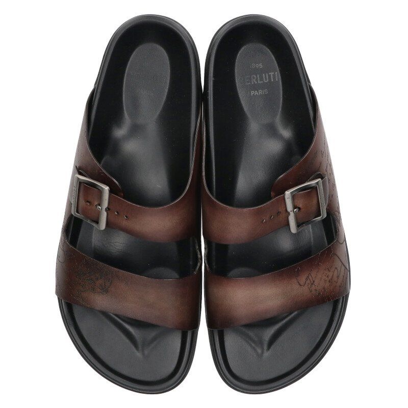 ベルルッティ 55076 カリグラフィ レザー ストラップサンダル メンズ