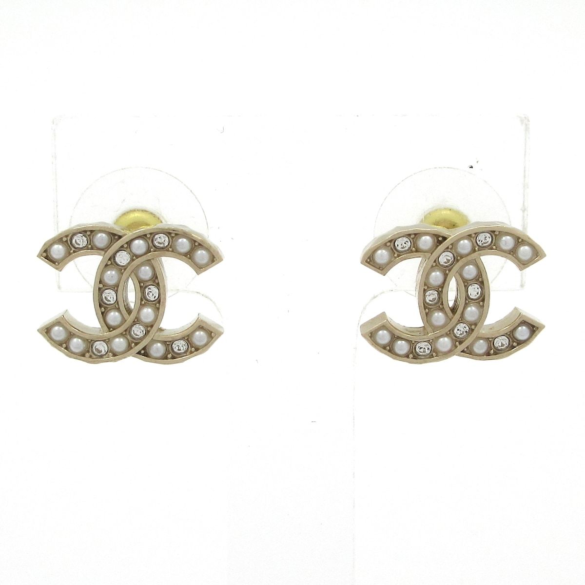 CHANEL シャネル ピアス ココマーク ゴールド クリア 白