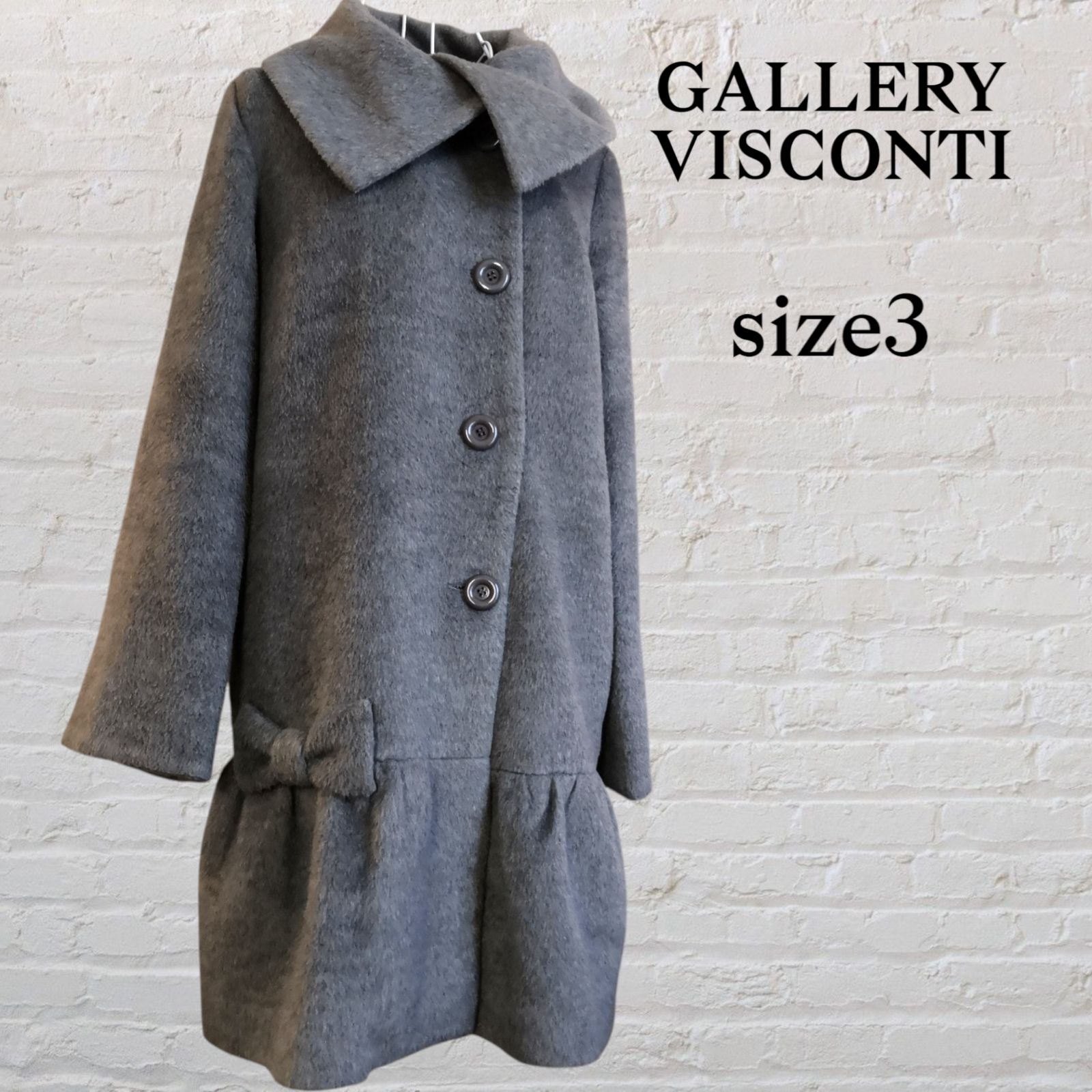 GALLERY VISCONTI 3サイズ GALLERY VISCONTI ギャラリービスコンティ コート グレー 可愛いリボン