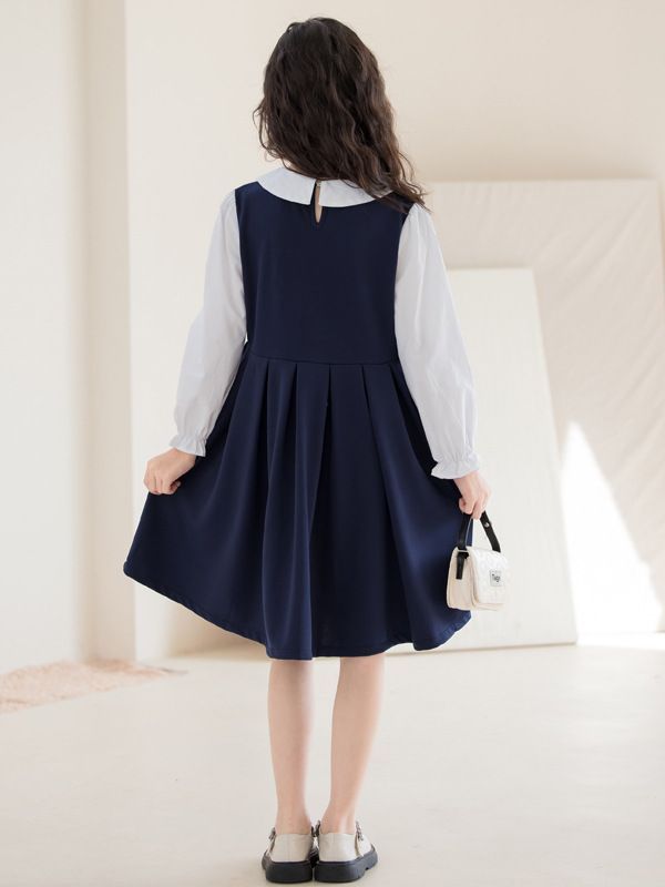 ワンピース フォーマル キッズ 女の子 白襟 丸襟 子供服 フレア 入学式 キャサリンコテージ TAK 子供 | ドレス 紺色 フォーマル(カラーホワイト)(ワンピース|キッズ