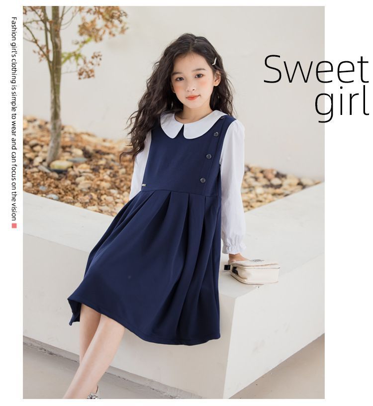 ワンピース フォーマル キッズ 女の子 白襟 丸襟 子供服 フレア 入学式 キャサリンコテージ TAK 子供 | ドレス 紺色 フォーマル(カラーホワイト)(ワンピース|キッズ